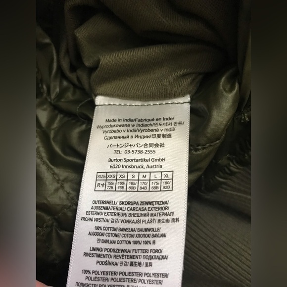 BURTON Womens Cotton Blend Reversible Olive Green Full Zip Bomber Jacket Size M - Picture 13 of 14